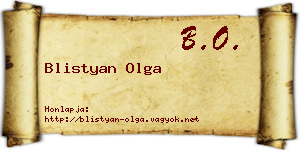 Blistyan Olga névjegykártya